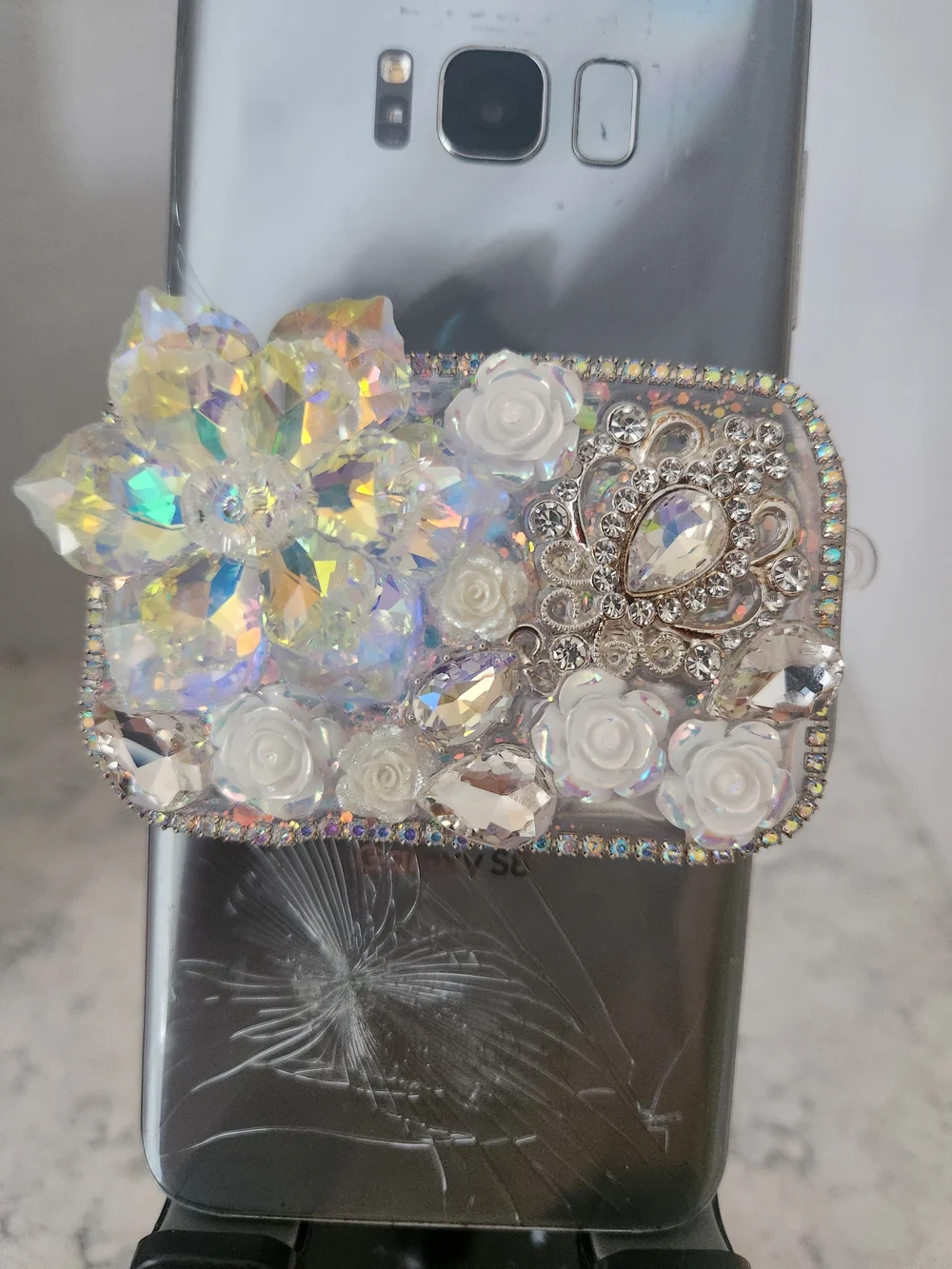 Crystal Yellow Floral Phone Clip